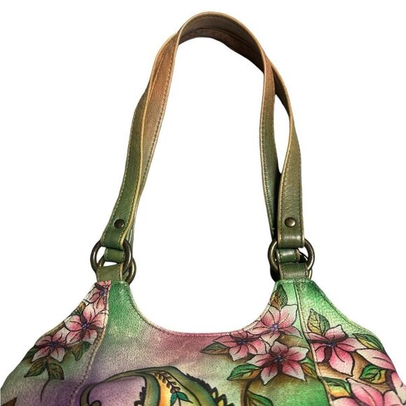 Anuschka Hand Painted Jaipur Paisley Triple Compartment Satchel - Picture 6 of 16